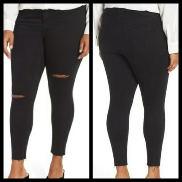 YSJ Denim - YSJ Black Frayed Hem Skinny Jeans Size 20W NWT